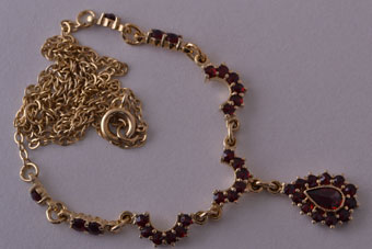 Silver Gilt Modern Necklace With Garnets