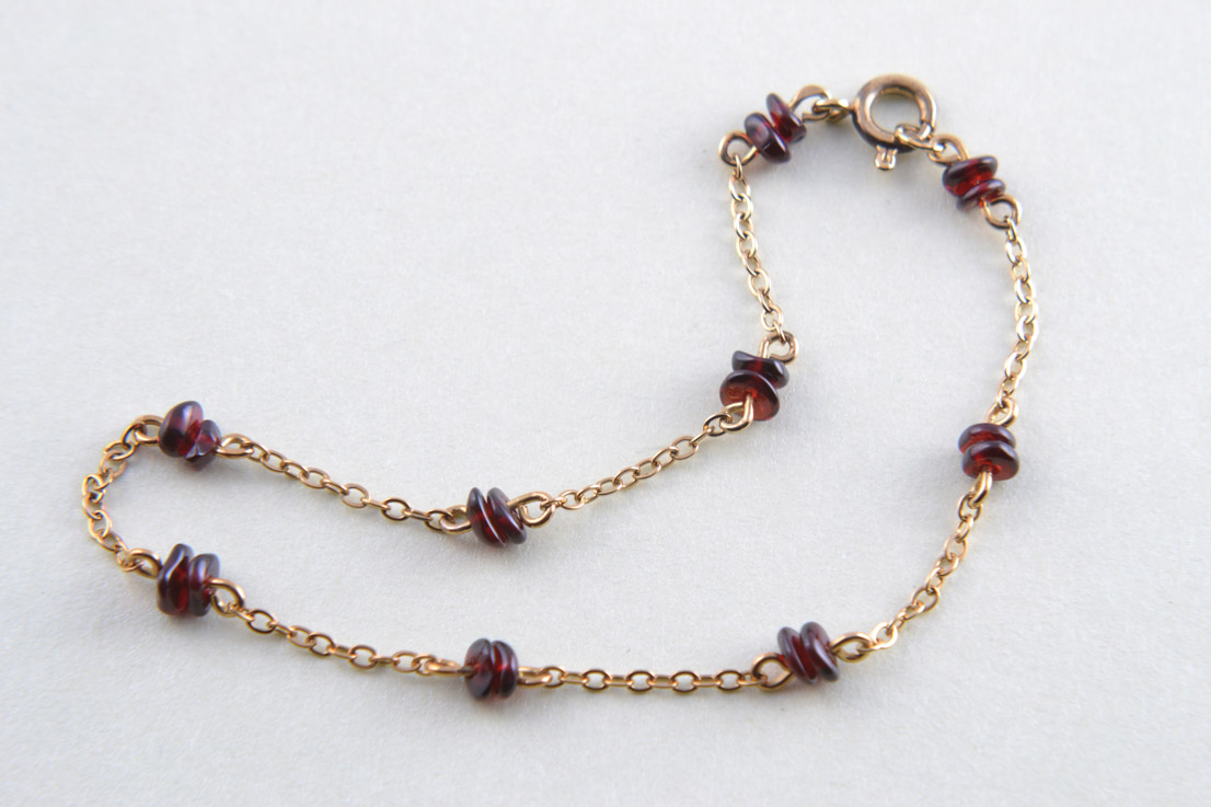 Modern Silver Gilt Chain Bracelet With Garnets