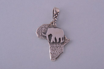 Silver African Map Charm