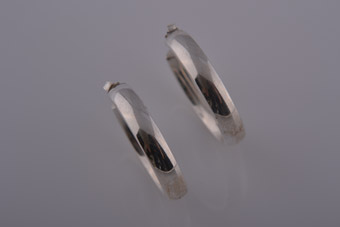 Silver Modern Stud Hoop Earrings