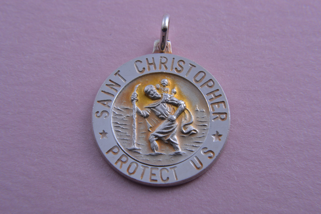 Silver Charm With  Saint Christopher