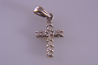 9ct White Gold Modern Cross With Diamonds