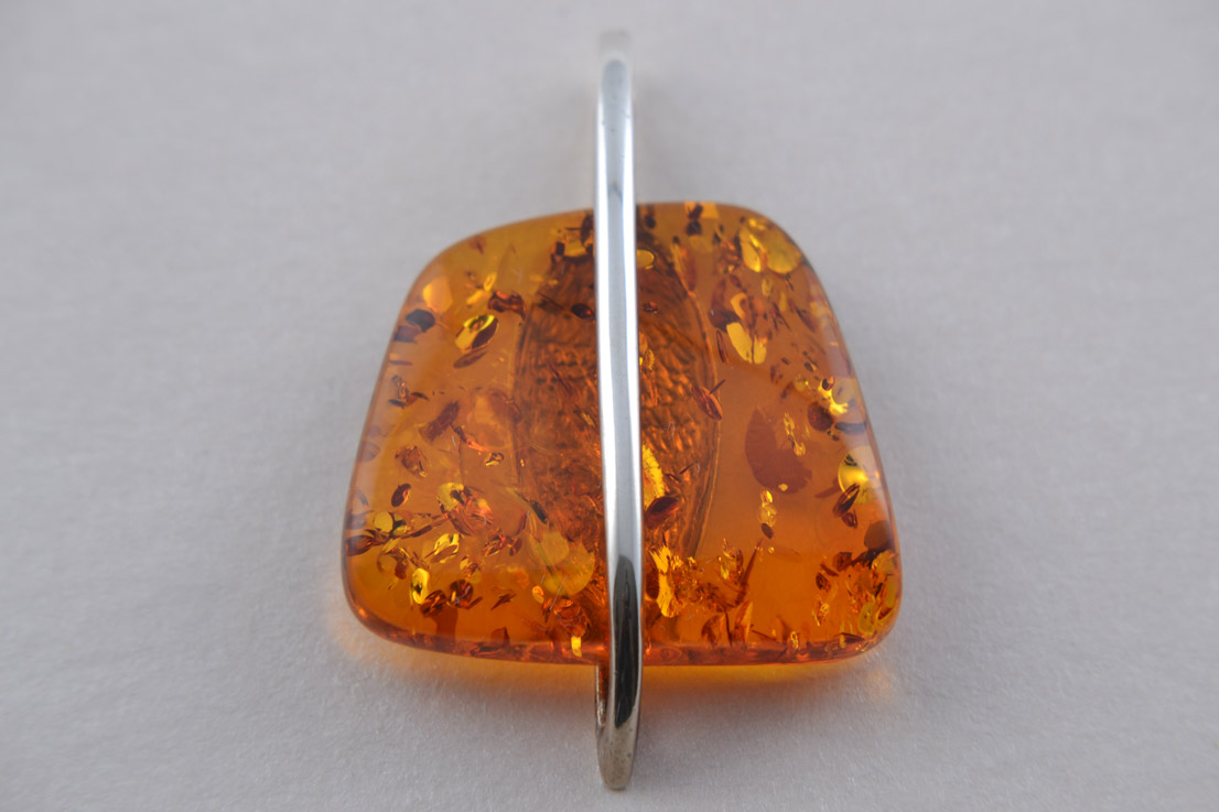Silver And Amber Modern Pendant