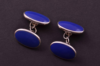 Silver Modern Royal Blue Cufflinks